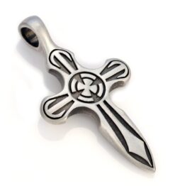 Carver - men's silver cross pendant